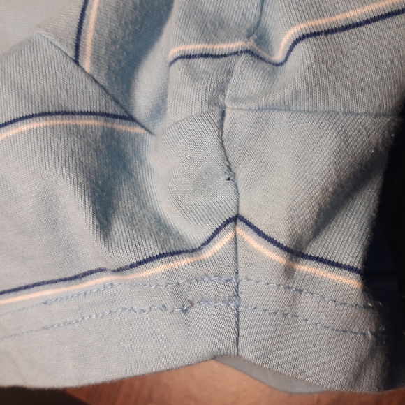 Vintage Nike Light/Sky and Navy Blue and White Stripped Polo/Golf Shirt - Picture 15 of 17